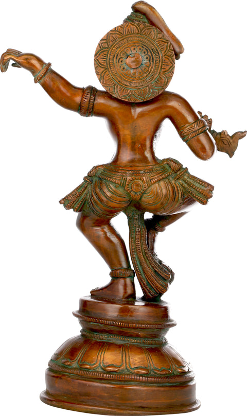 9" Nritya Lord Krishna Brass Sculpture | Handmade in India
