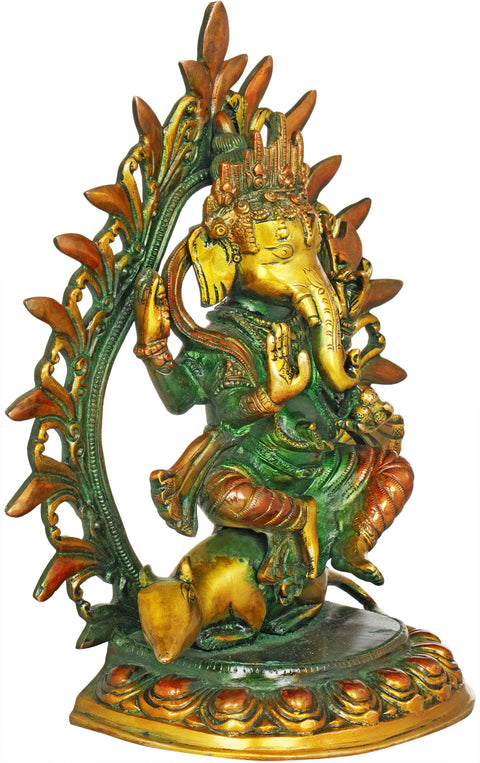 11" Nepalese form of Ganesha In Brass | Handmade | Made In India