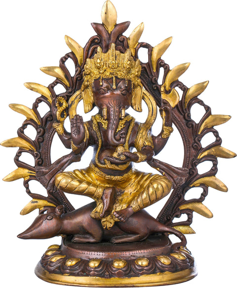 11" Nepalese form of Ganesha In Brass | Handmade | Made In India