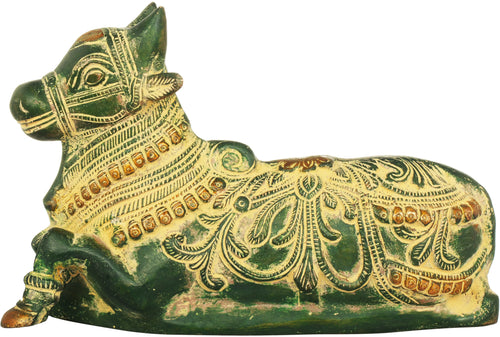 10" Nandi Vahana Brass Statue Handmade