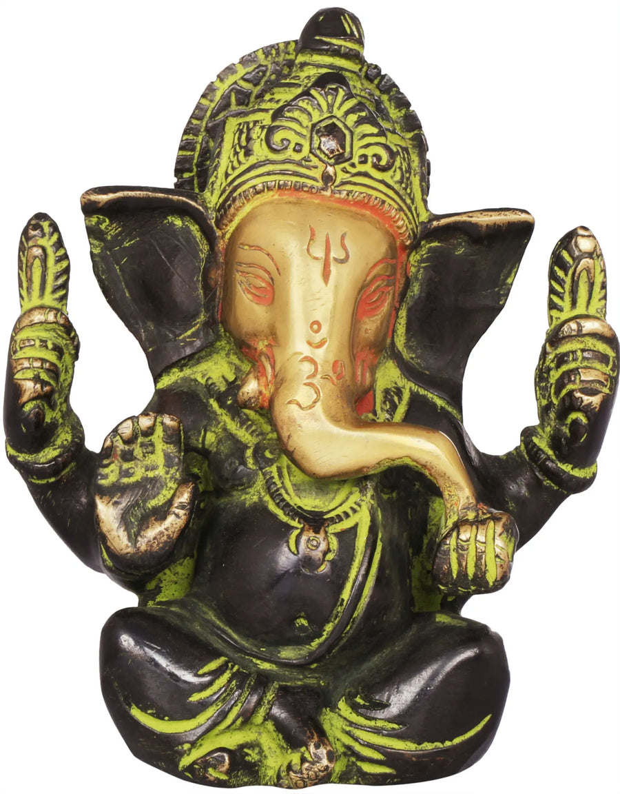 4" Bhagawan Ganesha Brass Statue Handmade for Pooja