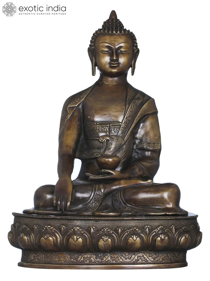 20" Lord Buddha Bhumisparsha Mudra Brass Statue Handmade