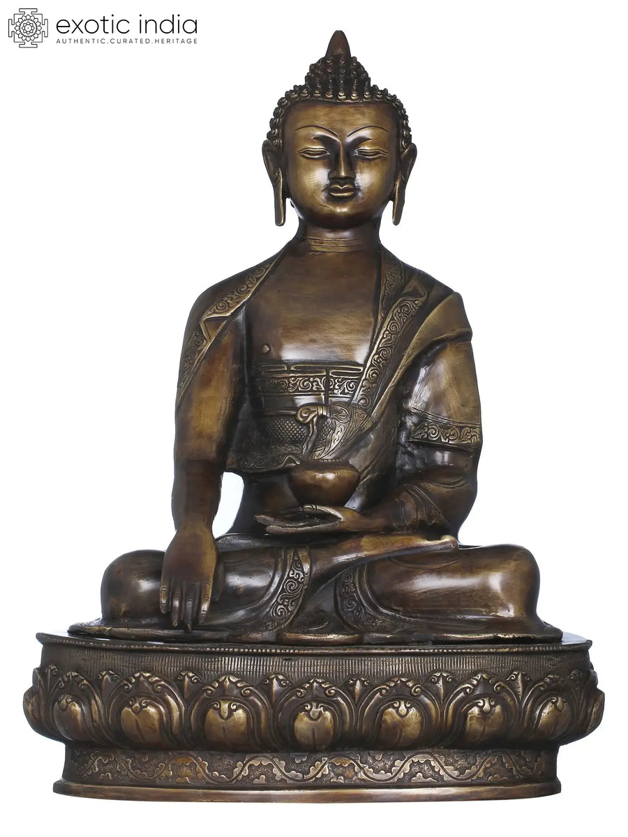 20" Lord Buddha Bhumisparsha Mudra Brass Statue Handmade