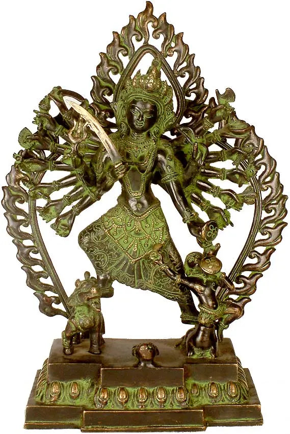 Devi Durga Brass Statue, Sculpted Nepalese Style Handmade