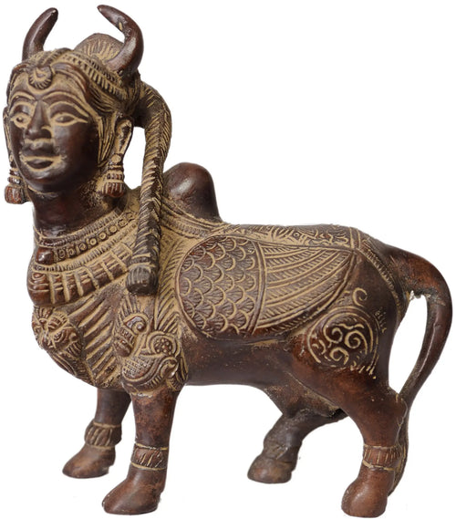 4" Kamadhenu Celestial Cow Brass Statue Handmade