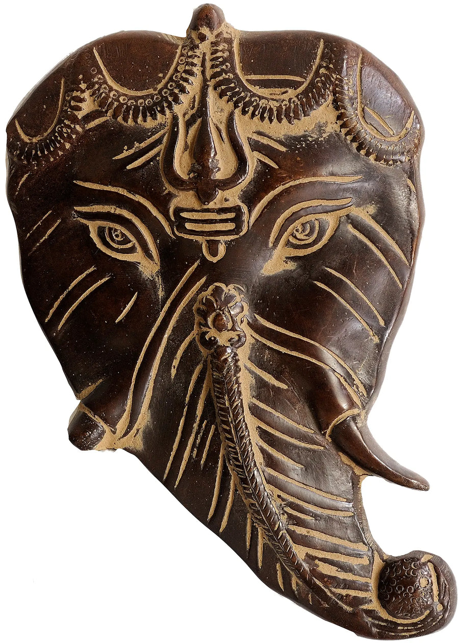 5" Ganesha Pipal Leaf Brass Wall Hanging Handmade