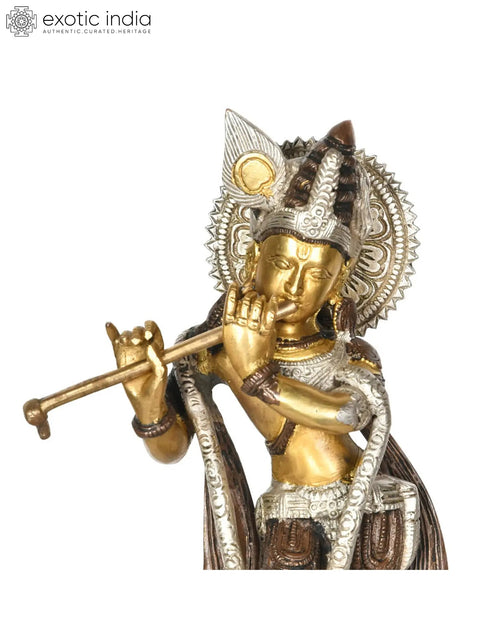 11" Brass Krishna Statue | Handmade | Made in India