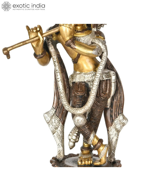 11" Brass Krishna Statue | Handmade | Made in India