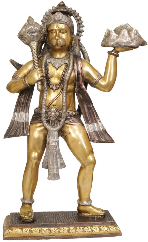 24" Mahabali Hanuman With Goad Brass Statue Handmade