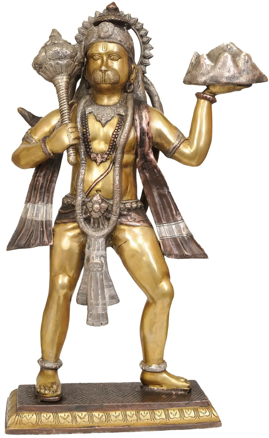 24" Mahabali Hanuman With Goad Brass Statue Handmade