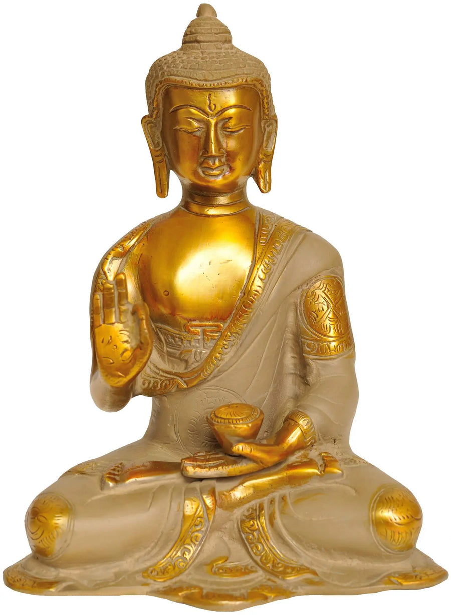 8" Buddha in Vitarka Mudra Brass Handmade Statue