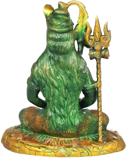 10" Mahayogi Shiva Brass Idol Seated on Tigerskin | Handmade Statue | Made in India