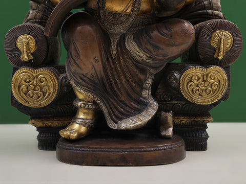 17" Royal Throne Ganesha Writing Om Namaha Shivaya In Brass | Handmade | Made In India