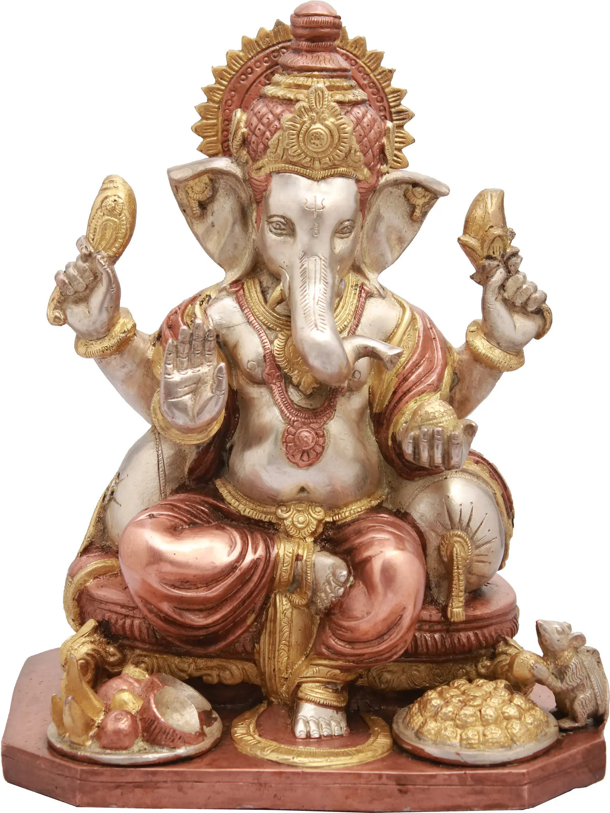 12" Puja Ganesha In Brass | Handmade | Made In India