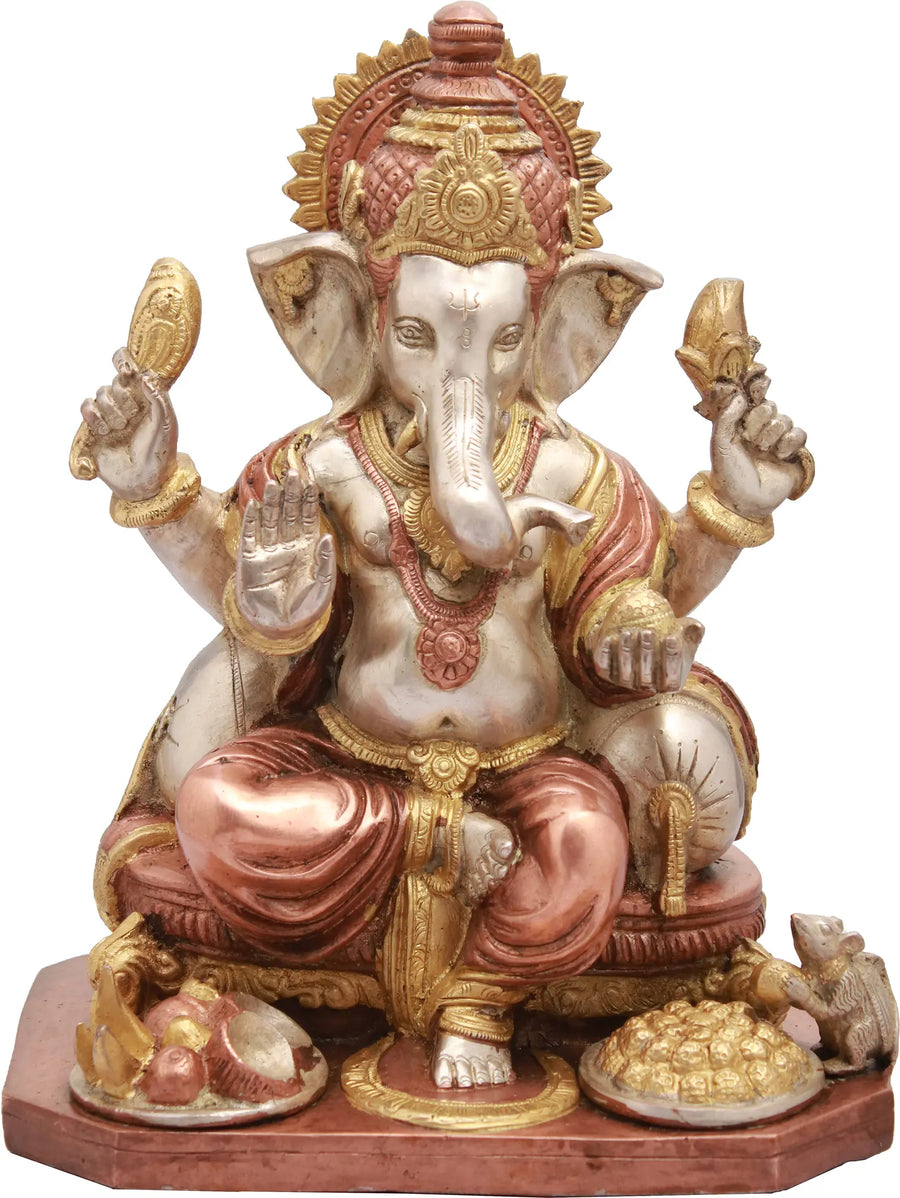 12" Handmade Ganesha Brass Idol for Puja