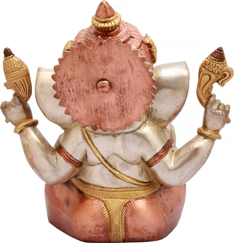 9" Mukut Ganesha In Brass | Handmade | Made In India
