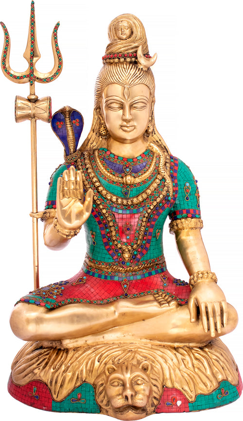 36" Blessing Lord Shiva Handmade Brass Statue for Home Pooja