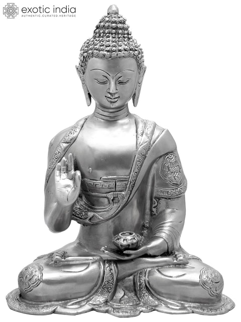 14" Lord Buddha Interpreting His Dharma | Handmade Brass Sculpture