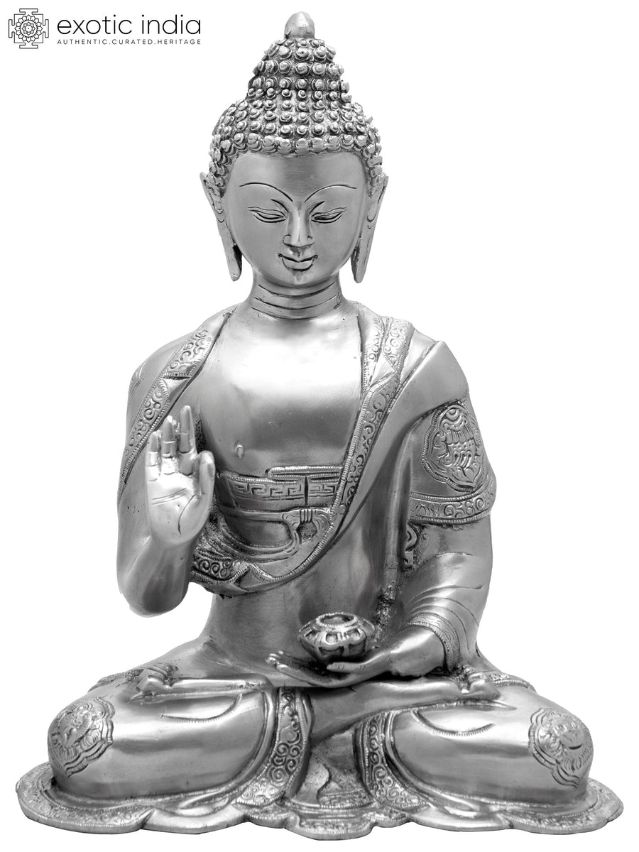 14" Lord Buddha Interpreting His Dharma Handmade Brass Statue