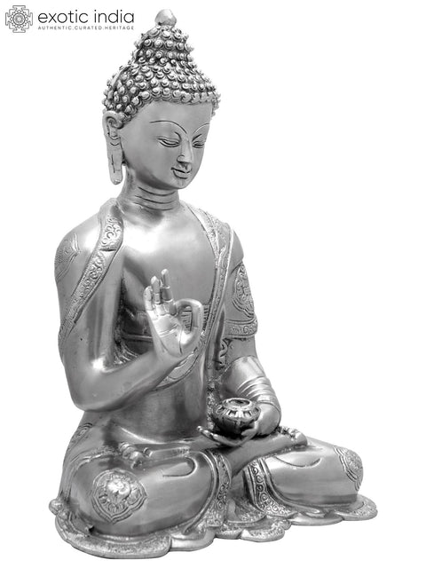 14" Lord Buddha Interpreting His Dharma | Handmade Brass Sculpture