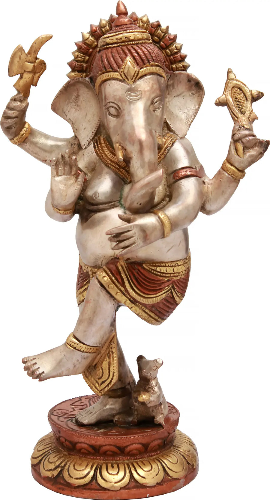 11" Dancing Ganesha Handmade Brass Statue