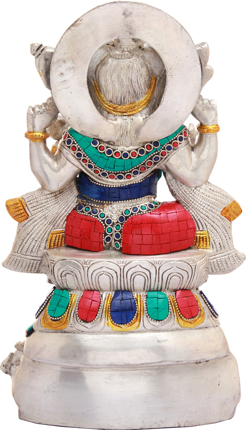 12" An Inlay Statue of Lord Ganesha In Brass | Handmade | Made In India
