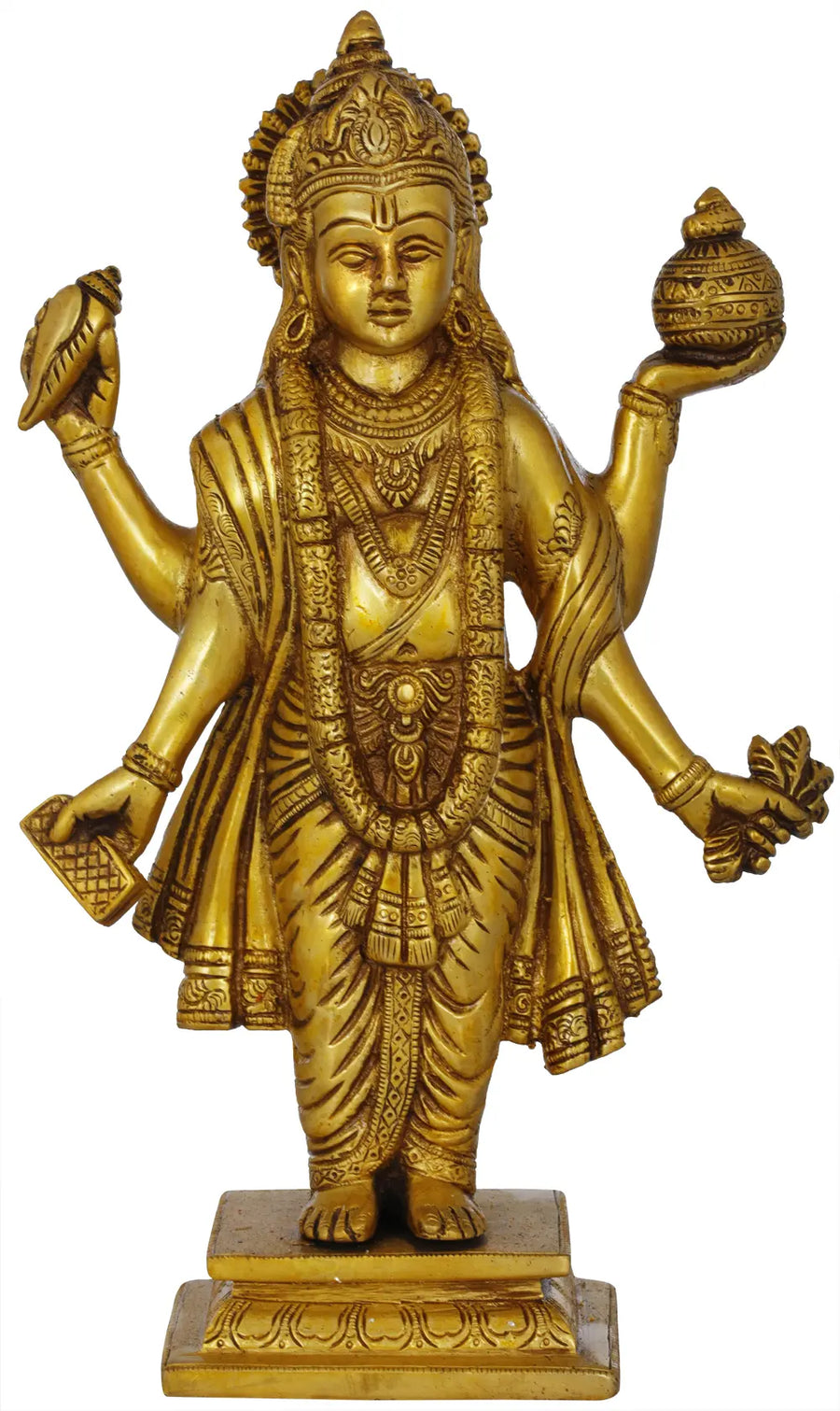 10" Handmade Dhanvantari Brass Statue for Home Pooja