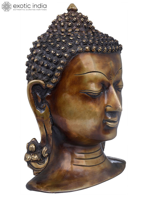 11" Tibetan Buddhist Lord Buddha Head In Brass | Handmade | Made In India