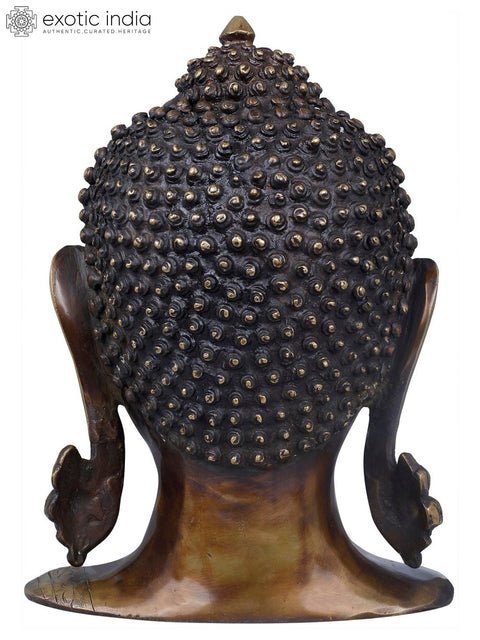 11" Tibetan Buddhist Lord Buddha Head In Brass | Handmade | Made In India