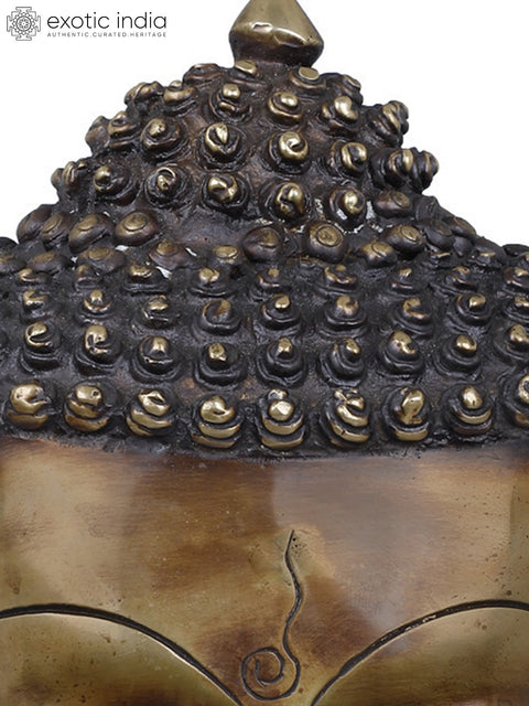 11" Tibetan Buddhist Lord Buddha Head In Brass | Handmade | Made In India