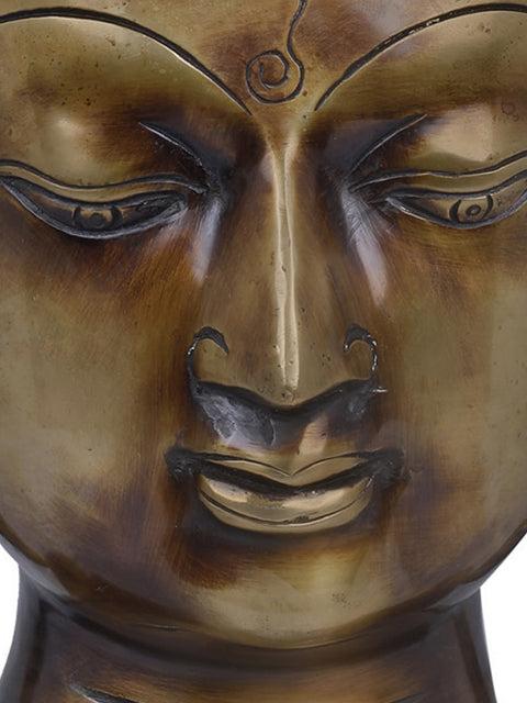 11" Tibetan Buddhist Lord Buddha Head In Brass | Handmade | Made In India