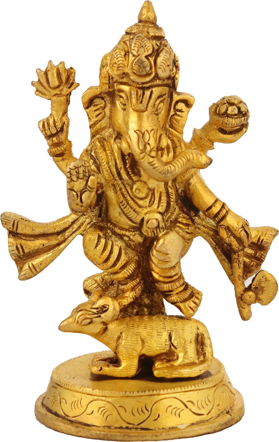 4" Dancing Ganesha Handmade Brass Sculpture