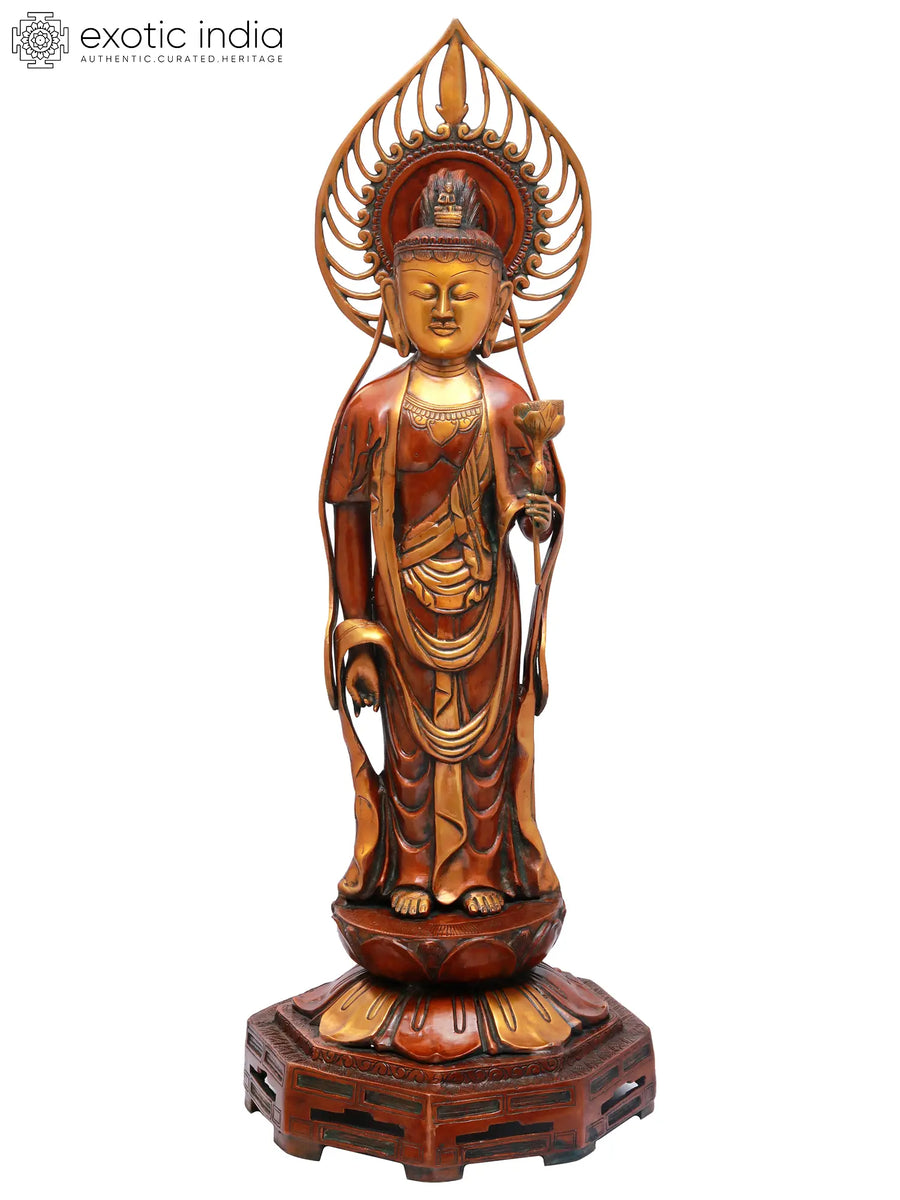 39" Large Brass Kuan Yin Avalokiteshvara Handmade Statue
