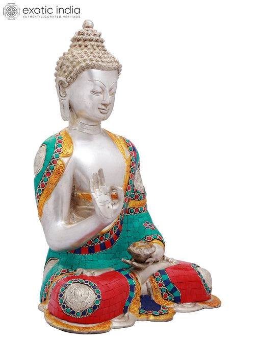 13" Handmade Gautam Buddha Vitark Mudra Brass Statue