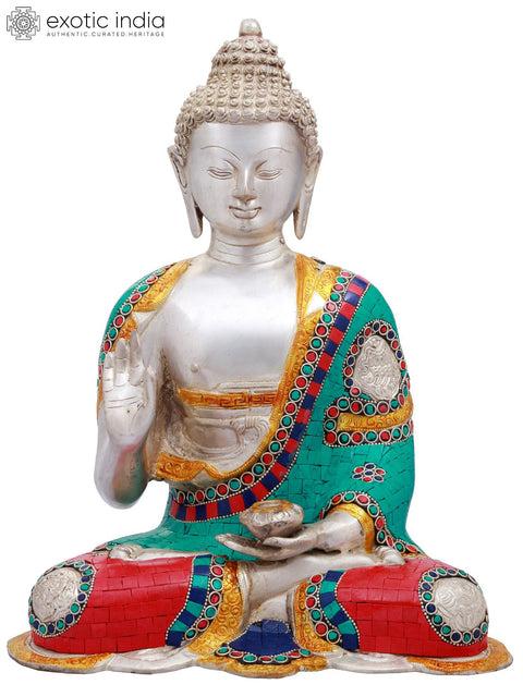 13" Gautam Buddha in Vitark Mudra In Brass | Handmade | Made In India