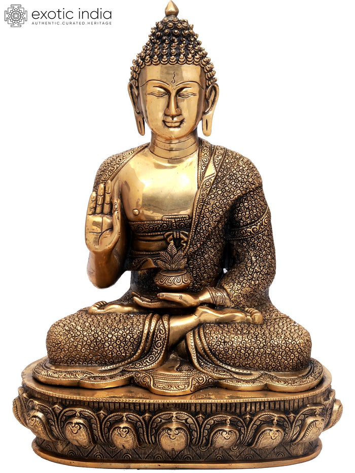 22" Preaching Buddha Handmade Brass Statue for Home Decor