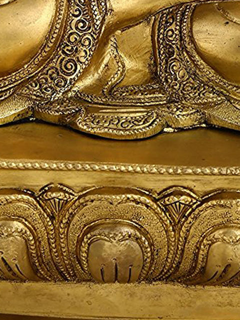 17" Seated Buddha, Glowing With Enlightenment In Brass | Handmade | Made In India