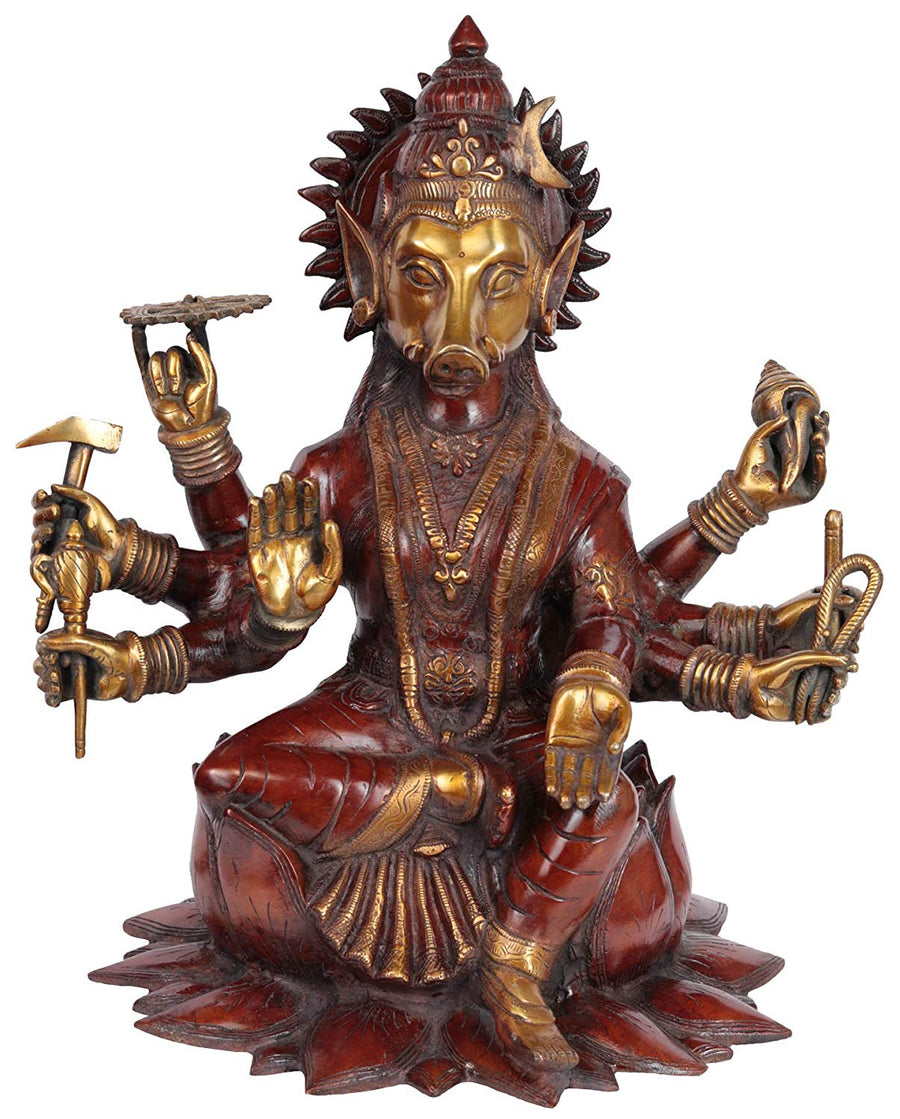 16" Varahi Devi Handmade Brass Idol for Pooja