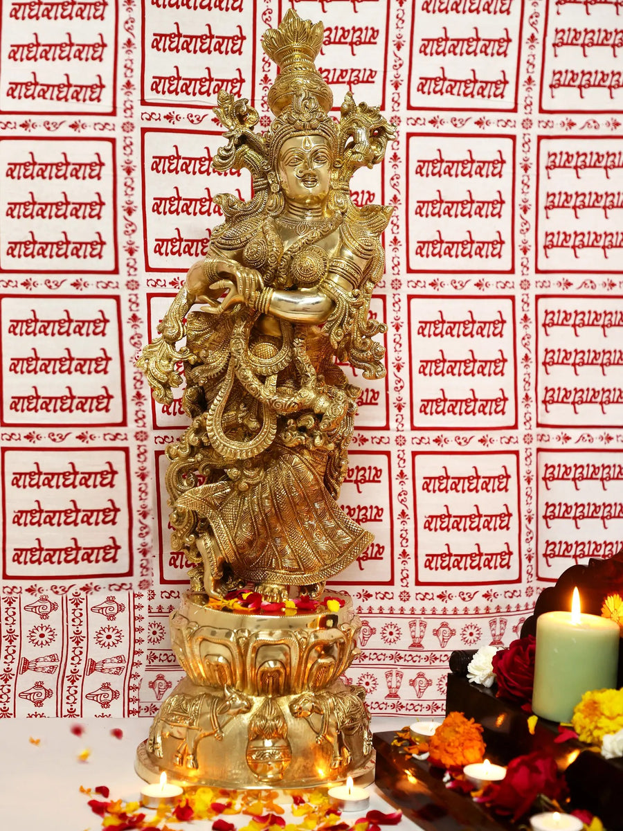 29" Handmade Brass Radha Rani Statue for Home Pooja