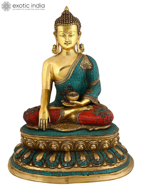 21" Buddha Brass Statue In Brass | Handmade | Made In India
