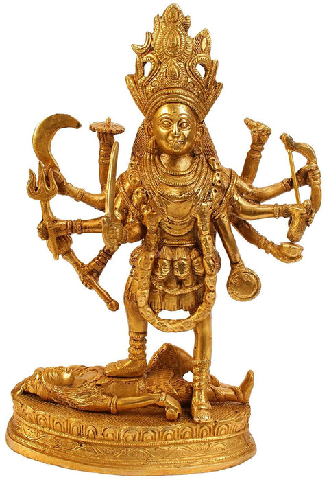 11" Maa Kali Brass Statue In Brass | Handmade | Made In India