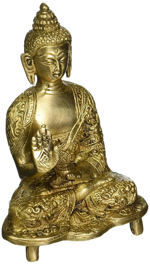 5" Blessing Buddha Handmade Brass Statue