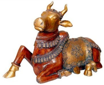36" Handmade Nandi Brass Statue for Home Decor