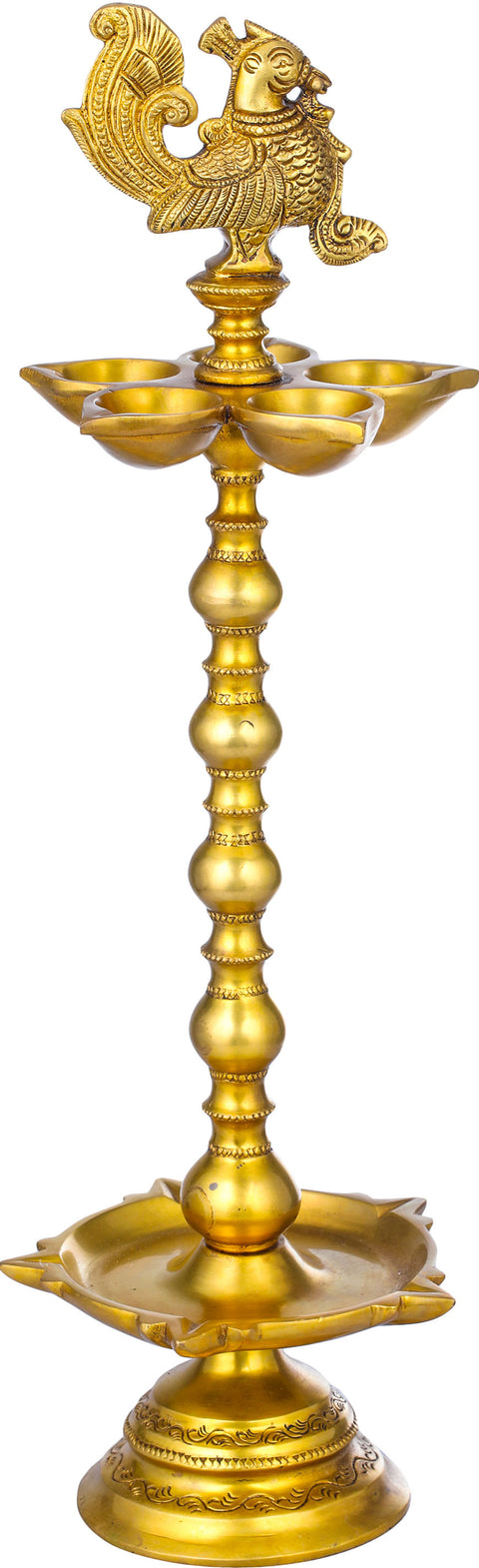 17" Ten Wicks Ritual Lamp in Brass | Handmade | Made in India