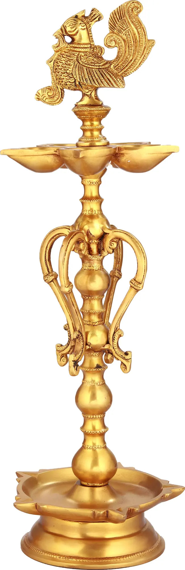 16" Handmade Brass Auspicious Ritual Lamp for Pooja