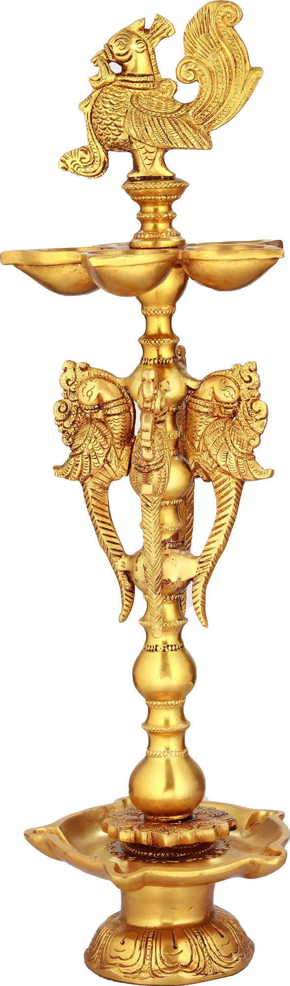 16" Handmade Two Layer Brass Ritual Lamp for Pooja