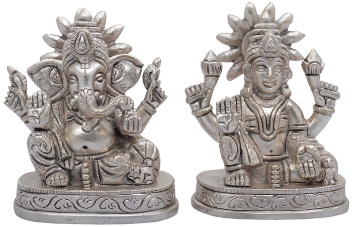 3" Lakshmi Ganesha Handmade Brass Statues