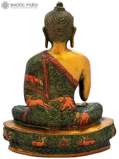 9" Tibetan Buddhist Shakyamuni Buddha in Preaching Mudra In Brass | Handmade | Made In India