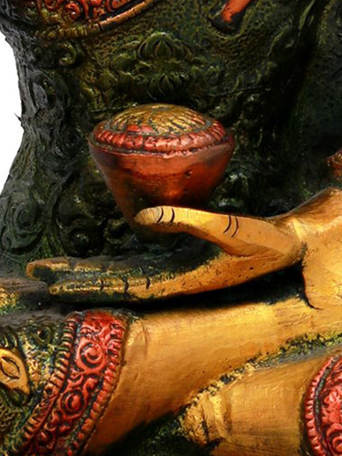9" Tibetan Buddhist Shakyamuni Buddha in Preaching Mudra In Brass | Handmade | Made In India