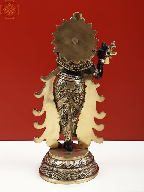 13" Brass Lord Krishna Playing Flute